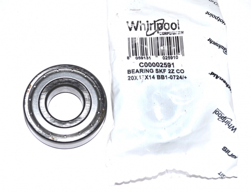 Подшипник 6204 ZZ ( 20x47x14 ) SKF INDESIT C00002591 WHIRLPOOL 482000025908